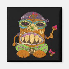 Imán Mushroom Tiki Chef, Funny Black