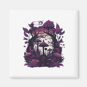 Imán Mushroom Woods Whimsigoth Witchy Screenprint Diseñ