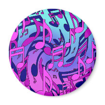 Music Notes Lively Pink Blue Purple Aqua Pattern