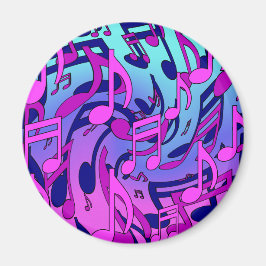 Imán Music Notes Lively Pink Blue Purple Aqua Pattern