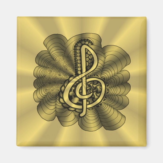 Imán Music Treble Clef Gold Personalizado (Frente)