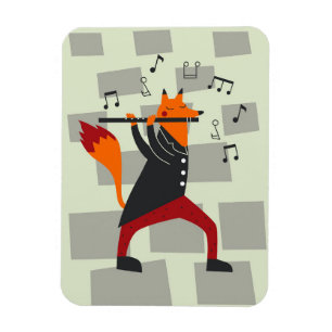 Imán Música Arte Un Zorro Y Flauta