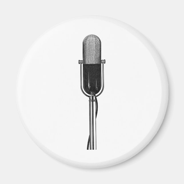 Imán Música de época, micrófono retro de moda antiguo (Frente)