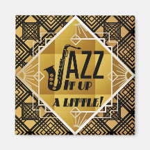 Música de jazz saxofoniano en oro negro Art Deco