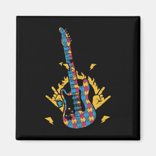 Imán Música Guitarra Autismo Conciencia Día Mes Colorid