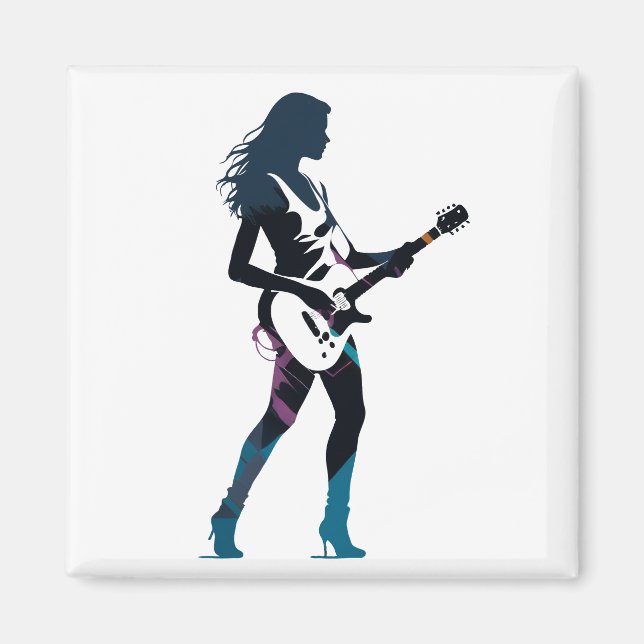 Imán Música Guitarra Jugador Concierto Divertido Estilo (Frente)