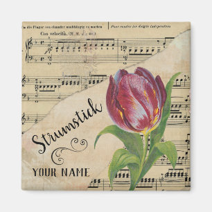Imán Música personalizada de hoja de cálculo de tulipán