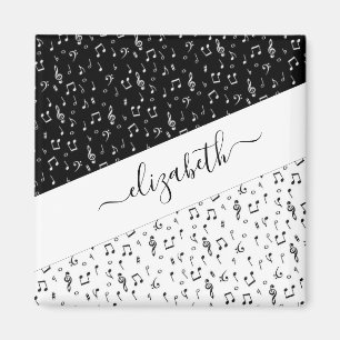 Imán Música personalizada en blanco y negro