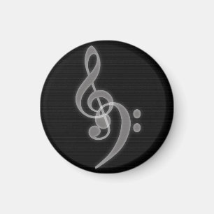 Imán Música - Treble and Bass Clef - Round Magnet