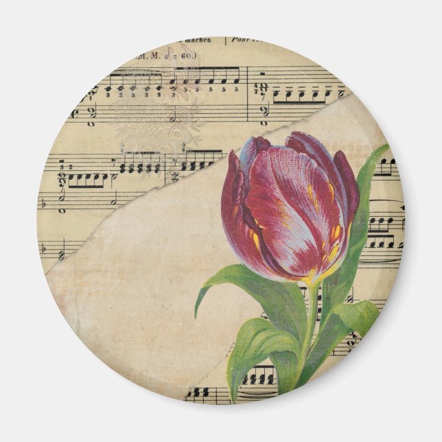 Imán Música victoriana vintage Romance Tulips (Frente)