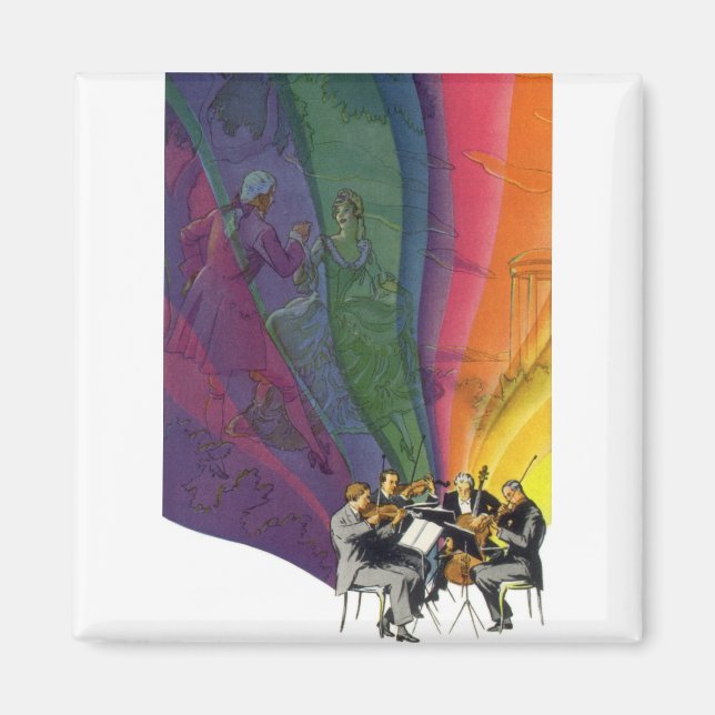 Imán Música vintage arcoíris, pareja victoriana bailand (Frente)