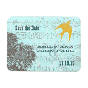 Imán Musical Gerber Daisy Gold Love Bird Save the Date
