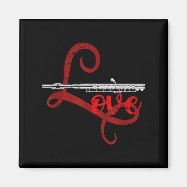 Imán Musician Flutist Valentines Day Gift Orchestra Flu (Frente)