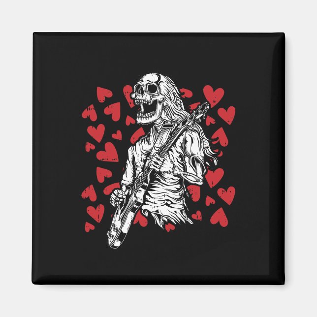 Imán Músico de rock Guay Día de San Valentín de guitarr (Frente)