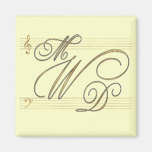 Imán Músicos en logotipo del monograma del boda del