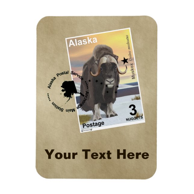 Imán Muskox Stamp Souvenir (Vertical)