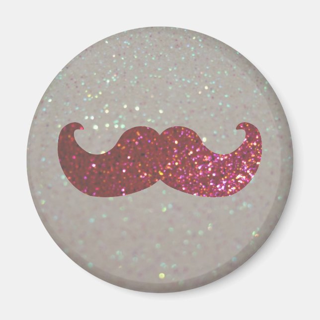 Imán Mustache de hongo rosa (gráfico falso Purpurina) (Frente)