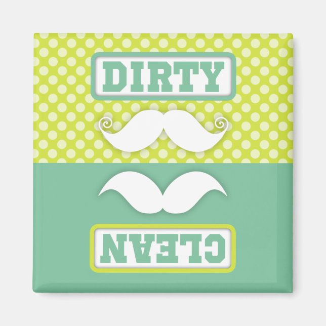 Imán Mustache del patrón de puntos de polka verde limpi (Frente)
