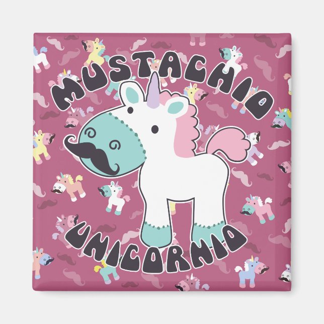 Imán ¡Mustachio Unicornio! (Frente)