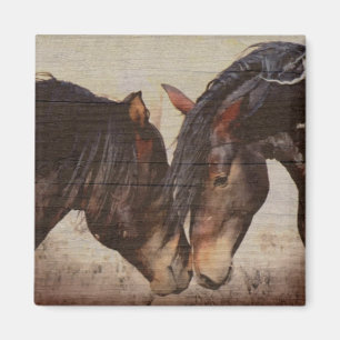 Imán Mustang Horse Wooden Grunge Look