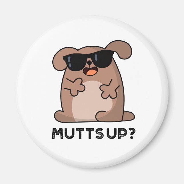Imán Mutts Up Funny Doggie Pun (Frente)