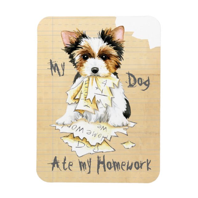 Imán My Biewer Terrier Ate My Homework Magnet (Vertical)