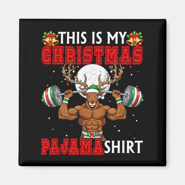 Imán My Christmas Pajama Shirt Reindeer Muscle Weightli (Frente)