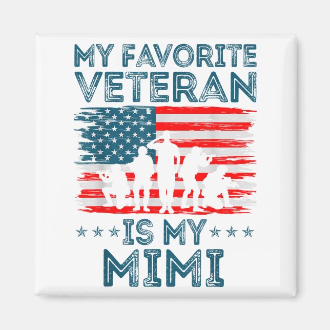 Imán My Favorite Veteran Is My Mimi American Flag Veter (Frente)
