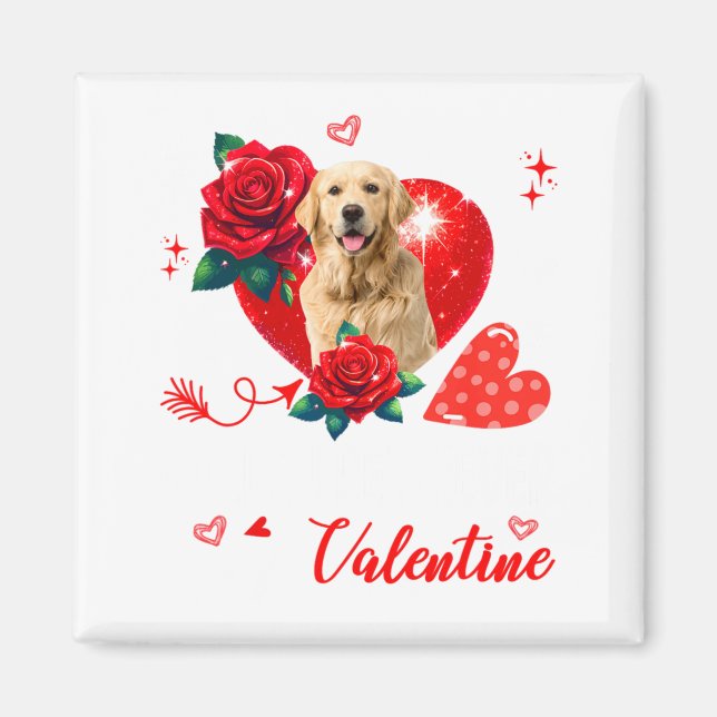 Imán My Golden Retriever Is My Valentine Owner Floral H (Frente)