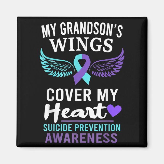Imán My Grandson's Wings Cover Heart Suicide Awareness  (Frente)