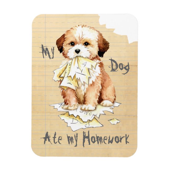 Imán My Lhasa Apso Ate My Homework Magnet (Vertical)