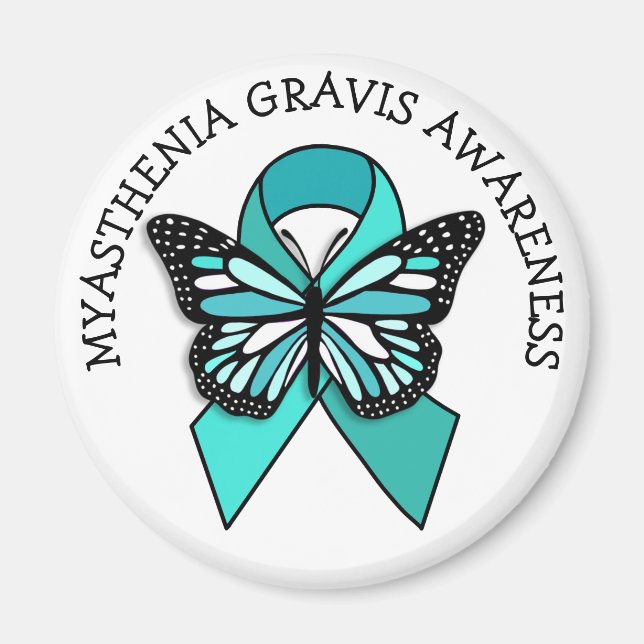 Imán Myasthenia Gravis Awareness Ribbon Butfly (Frente)