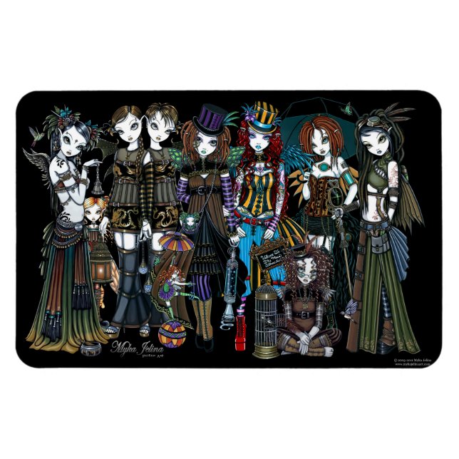Imán Myka Jelina Art Steampunk Tribal Fairies Magnet (Horizontal)