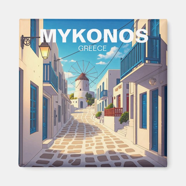 Imán Mykonos Grecia Cicladas Viajes Molino (Frente)