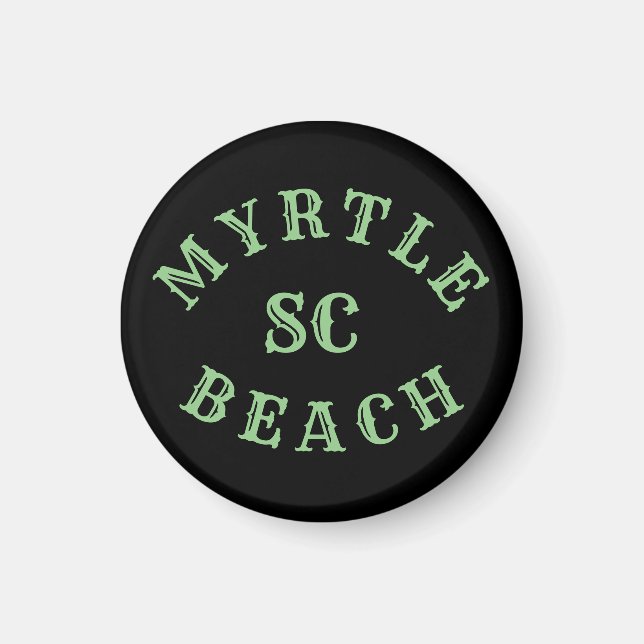 Imán Myrtle Beach, botón de Carolina del Sur (Frente)