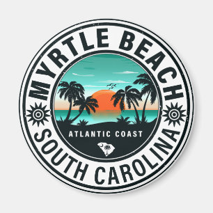 Imán Myrtle Beach South Carolina Retro Sunset Souvenirs