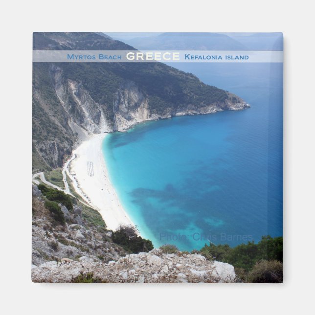 Imán Myrtos Beach Grecia Souvenir Fridge Magnet (Frente)