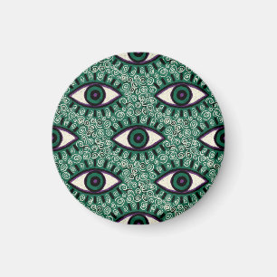 Imán "Mystic Emerald Eyes" - Psychedelic Swirl Seamless