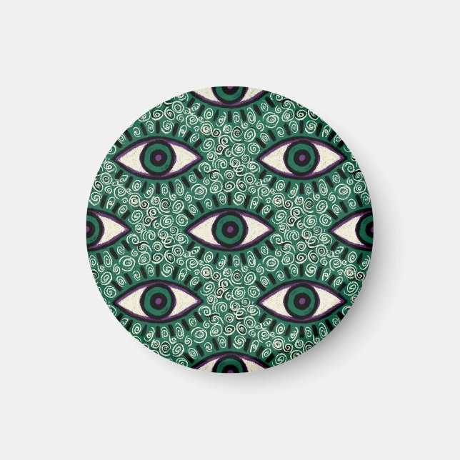 Imán "Mystic Emerald Eyes" - Psychedelic Swirl Seamless (Frente)