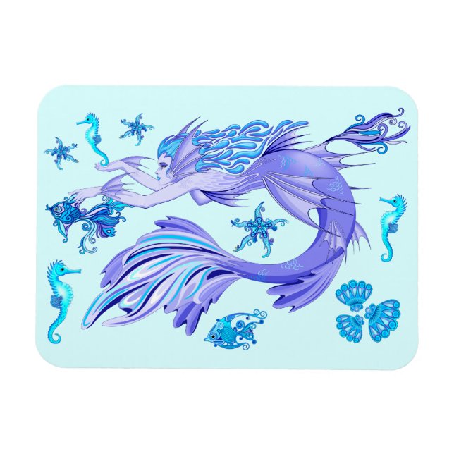 Imán Mystic Mermaid Fairy Purple Creple Ceramic Tile (Horizontal)