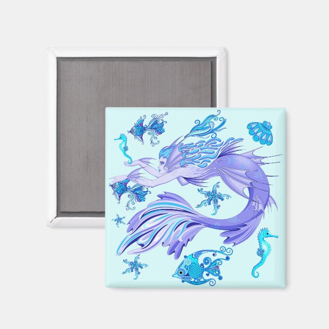 Imán Mystic Mermaid Fairy Purple Creple Ceramic Tile (Anverso/Reverso)