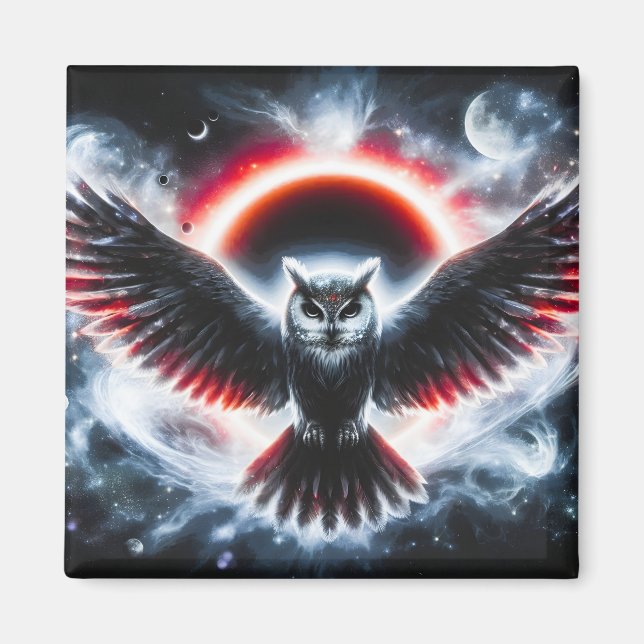 Imán Mystical Cosmic Celestial Owl (Frente)