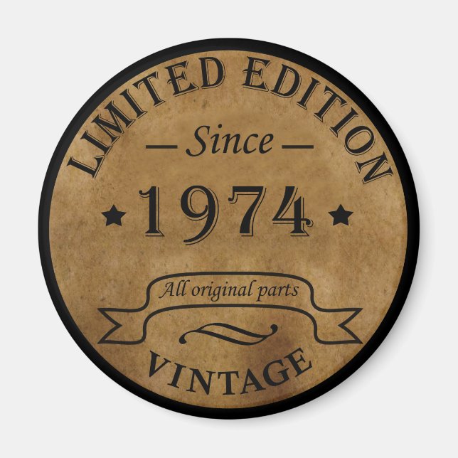 Imán Nacido en 1974, en un antiguo cumpleaños (Frente)