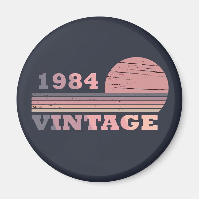 Imán nacido en 1984, cumpleaños vintage (Frente)