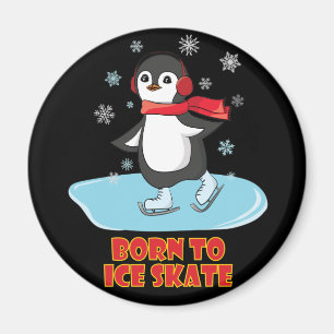 Imán Nacido En Hielo Skate Cute Penguin