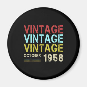 Imán Nacido en octubre de 1958 Shirt Retro Vintage 60th