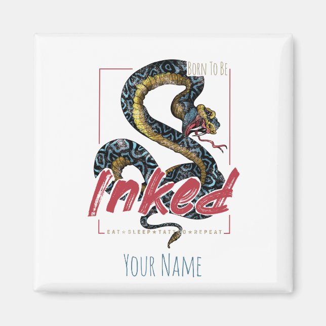 Imán Nacido Para Ser Enganchado Tattoo Diseño Serpiente (Frente)