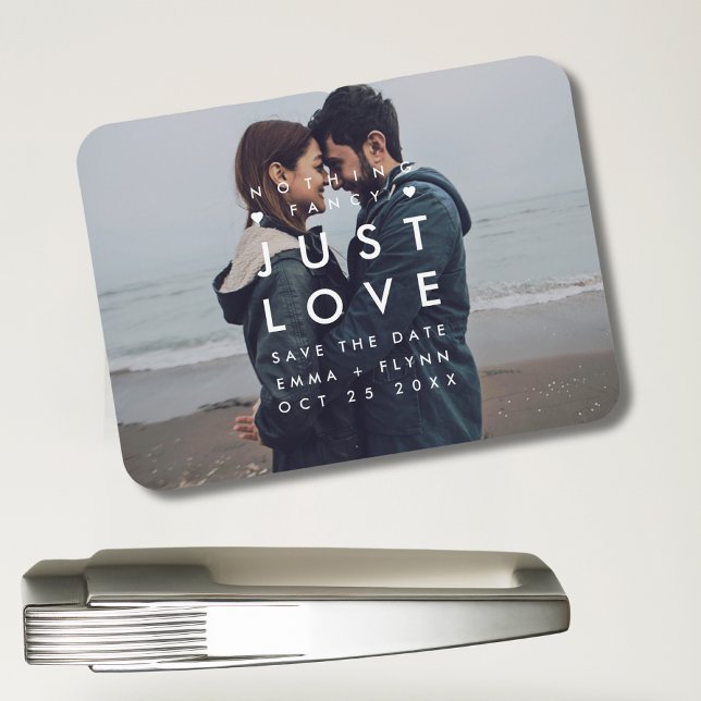 Imán Nada moderno Fancy Just Love Photo Save the Date (Subido por el creador)