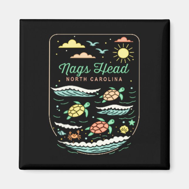 Imán Nags Head Nc Cute Beach Vacation Sea Turtle Lover  (Frente)