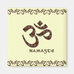 Imán Namaste con Om Symbol Brown y Cream